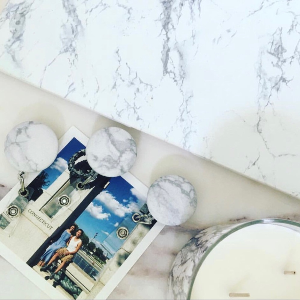 White Marble Badge Reel